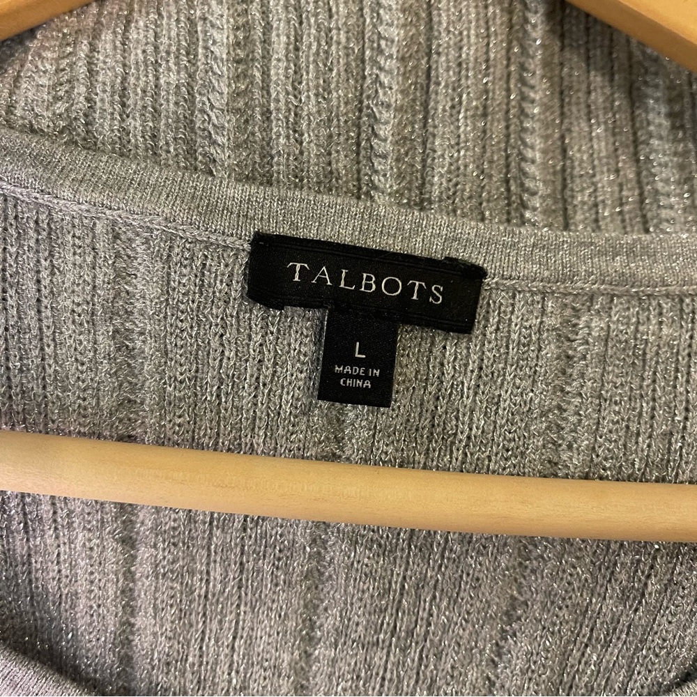 Talbots Gray Silver Metallic Thread Sleeveless Cr… - image 5